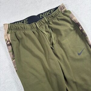 Nike Dri Fit Training Pants Mens XL Brt Green Camouflage Performance Tapered Leg